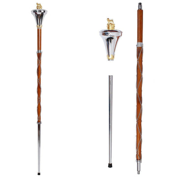 Drum Major Stave Chrome Flat Head Gold Lion & Crown Three Part